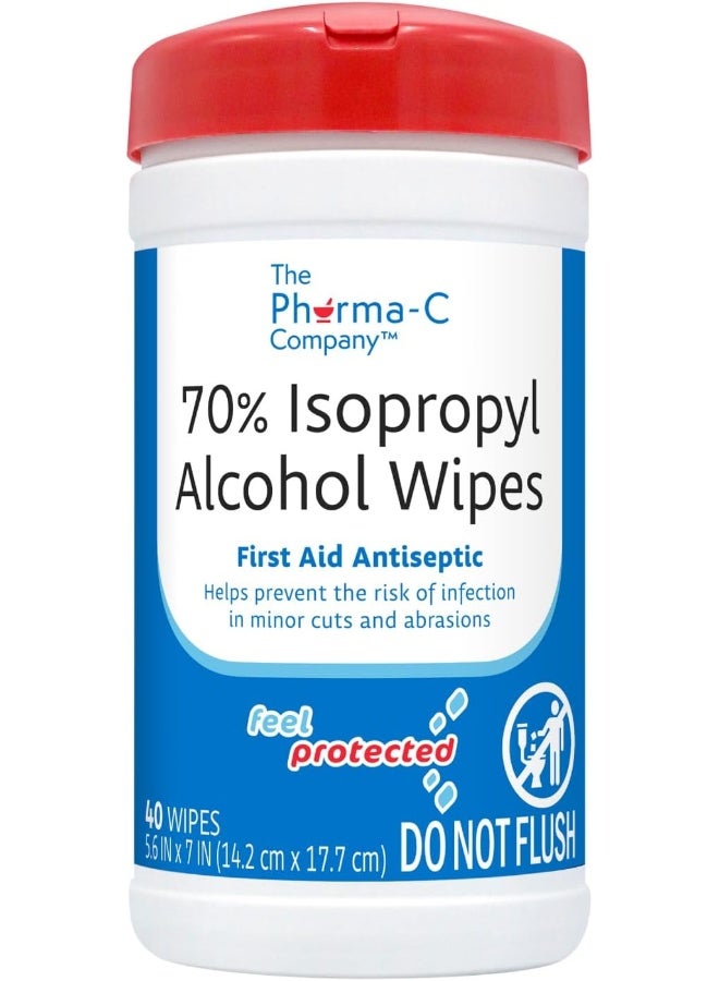 Pharma-C-Wipes 70% Isopropyl Alcohol Wipes (1 Canister of 40 Wipes) - Image 1